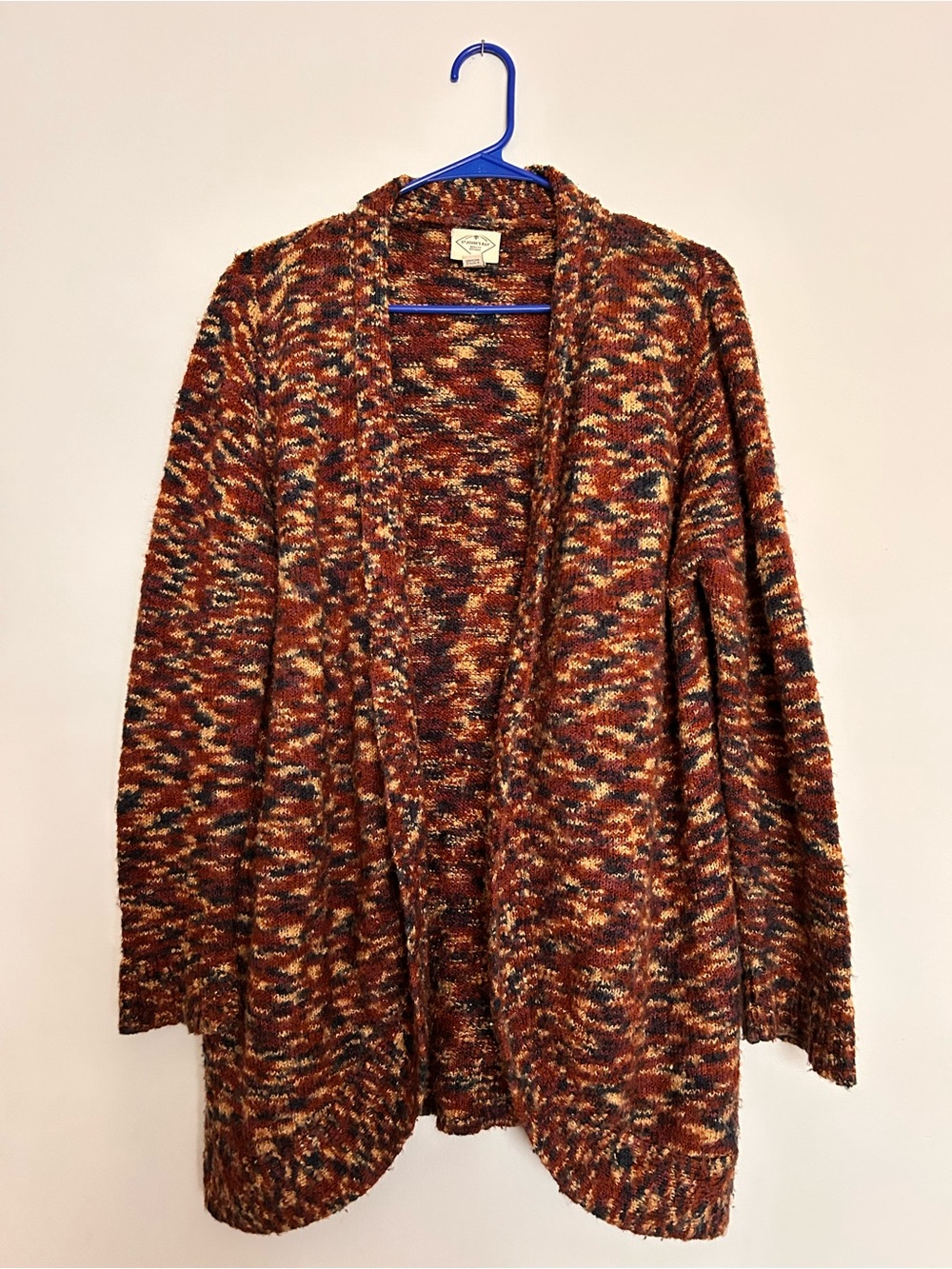 St Johns Bay Women Long Sleeve Open Front Cardigan  Brown Multicolor Size Large